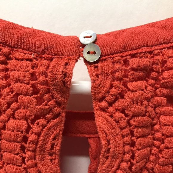 Daniel Rainn Red Orange Quin Keyhole Lace Top - Picture 7 of 10